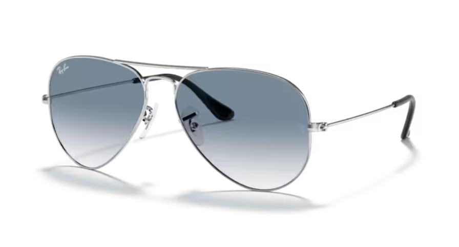 Occhiali da Sole Ray-Ban 3025 Aviator | argento con lenti azzurro sfumato