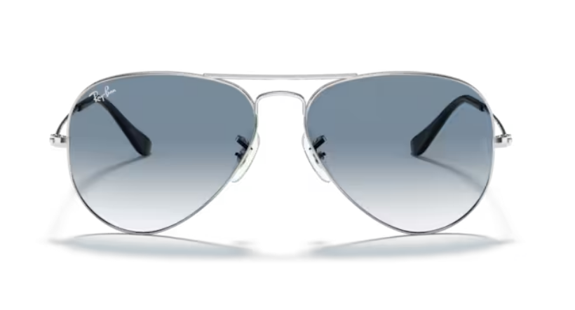 Occhiali da Sole Ray-Ban 3025 Aviator | argento con lenti azzurro sfumato
