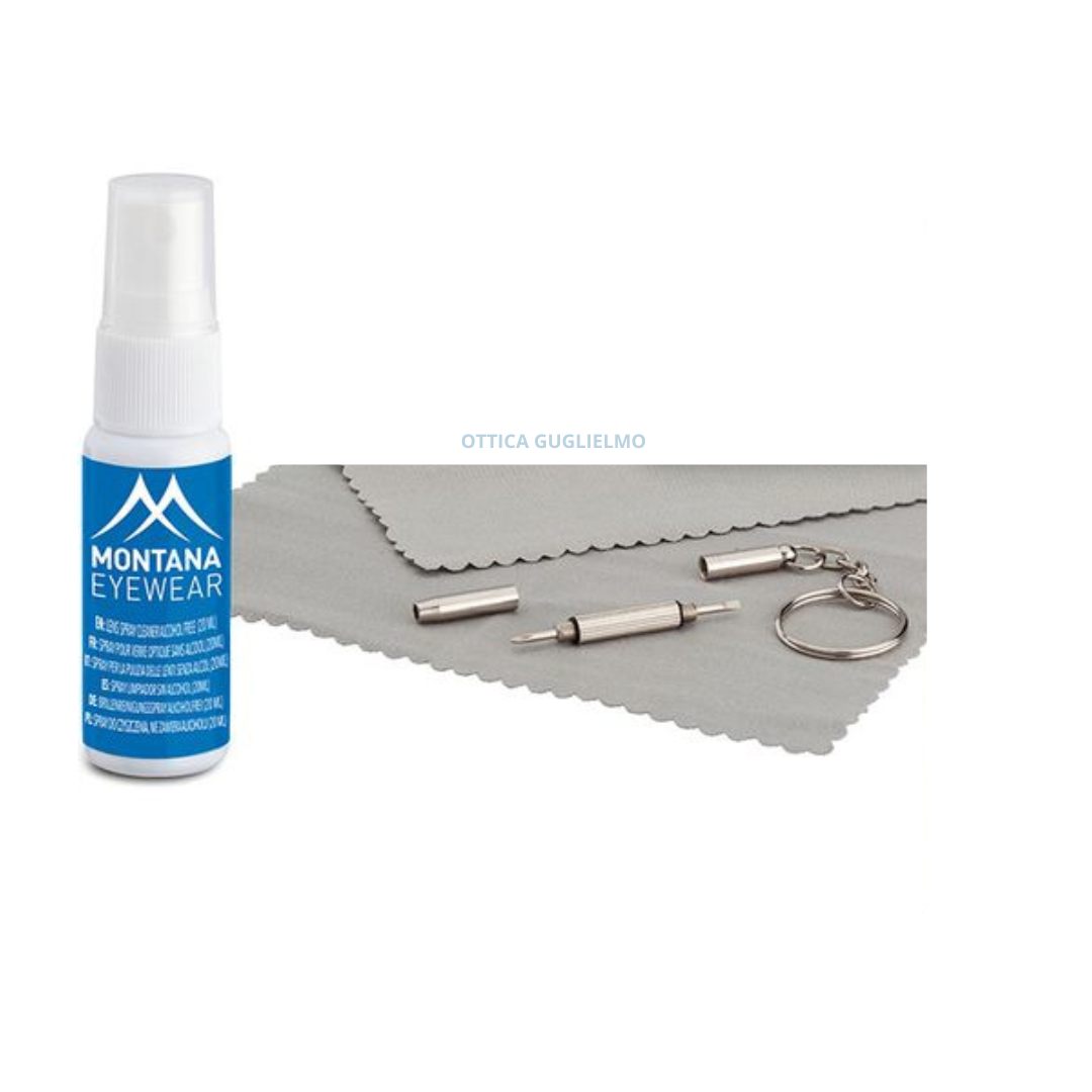Kit Pulizia Occhiali Completo – Spray Lenti, Panno in Microfibra e Cacciavite