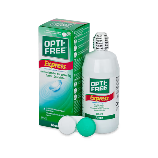OPTI-FREE Express Soluzione Unica per Lenti a Contatto Morbide 355ml – Pulizia, Idratazione e Disinfezione Completa